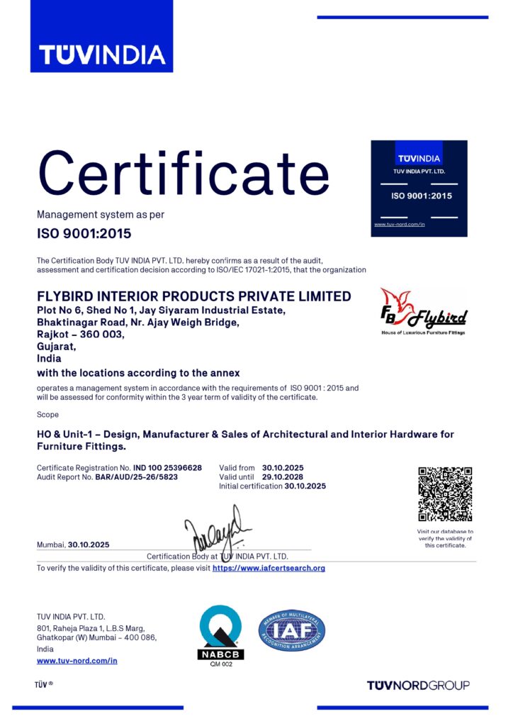 Flybird Interior Products Private Limited - Certificate_NABCB_ISO_9001