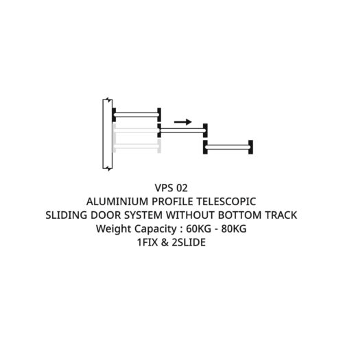 Flybird Interior Aluminium Profile Telescopic Sliding Door System Without Bottom Track VPS 02