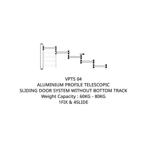Flybird Interior Aluminium Profile Telescopic Sliding Door System Without Bottom Track VPTS 04